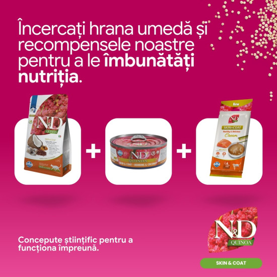 Farmina ND Quinoa Skin Coat Herring Coconut hrana dietetica pisici adulte 5 kg